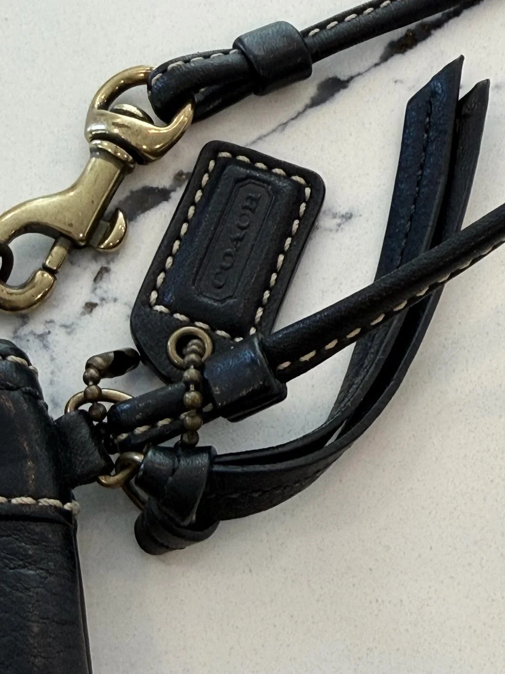 Coach Black Leather Wristlet with Brass Eyelet Lace Detail - Picture 7 of 16